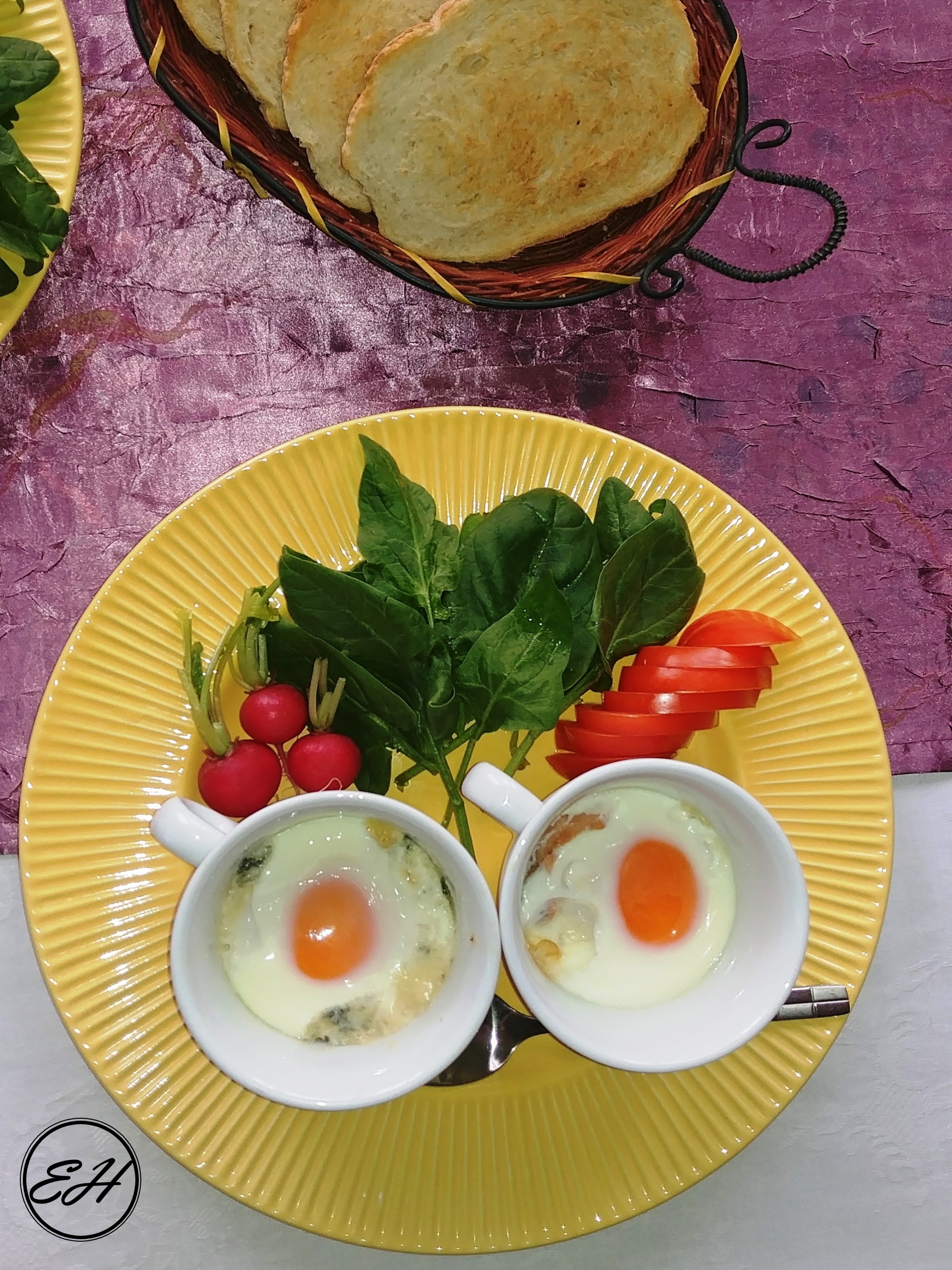 Ouef en cocotte - (Backed Eggs) with Salmon and Blue Cheese - Extravagance House